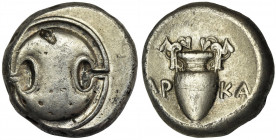 Greece, Boeotia, Thebes, Stater Boeotia Thebes, Stater 368-364 BC
 Obverse: boeotian shield
 Reverse: amphora, AP-KA on the sides
 Weight 
 Beocja...