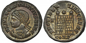 Roman Imperial, Constantius II, Follis - VERY RARE Very rare follis of Constantius II from the mint in Constantinople with the letter A in the left bo...