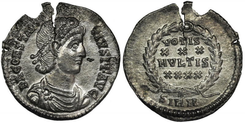 Roman Imperial, Constantius II, Siliqua Slight chipping of disc and crack, but v...