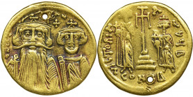 Byzantine Empire, Constans II, with Constantine IV, Heraclius and Tiberius, Solidus Coin with a buttonhole.

Byzantine Empire

Constans II, Consta...