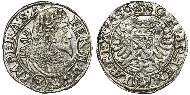 Austria, Ferdinand III, 3 Kreuzer Prague 1650 Beautifull mint luster.
Pięknie z...