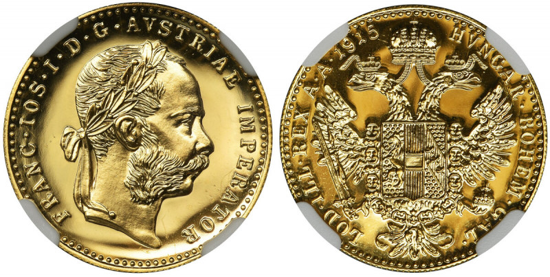 Austria, Franz Joseph I, Ducat Wien 1915, restrike - NGC MS68 Restrike ducat fro...