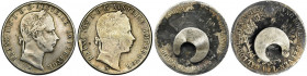 Austria, Franz Joseph I, 1 Floren Wien 1858 (2 pcs.) - set of shirt pins Set of two coins in the form of shirt pins.
 Komplet dwóch monet w formie sp...