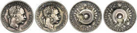 Austria, Franz Joseph I, 1 Floren Wien 1878 (2 pcs.) - set of shirt pins Set of two coins in the form of shirt pins.
 Komplet dwóch monet w formie sp...