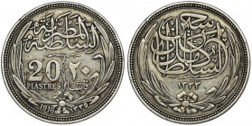 Egypt, Hussein Kamil, 20 Piastres 1916 (AH 1335) Reference: KM 321
Grade: VF+ 

COINS WORLD EUROPE MEDALS