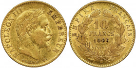 France, Napoleon III, 10 Francs Strasbourg 1866 BB Waga 3.3 g Reference: Gadoury 1015, Friedberg 587
Grade: XF/XF- 

France GoldCOINS WORLD EUROPE ...
