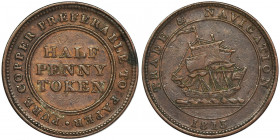 Canada, Nova Scotia, 1/2 Penny Token 1813 - RARE Rare token from issue 'Trade and Navigation'.
 The rarest variety with third wave from right the tal...
