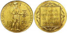 Netherlands, Kingdomo of Netherlands, Wilhelmina, Ducat Utrecht 1927 Mint piece.
 Menniczy egzemplarz. Waga 3.5 g Reference: Friedberg 352
Grade: AU...