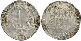 Germany, Braunschweig-Wolfenbüttel, Augustus the Younger, Thaler Zellerfeld 1643 Very nice thaler with a panorama of the city and bell, mintmaster Hen...