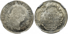 Germany, Brandenburg-Prussia, Friedrich II, 1/3 Thaler Dresden 1758 - NGC MS63 Mint state with high note from NGC.
 Menniczy egzemplarz pruskiej 1/3 ...