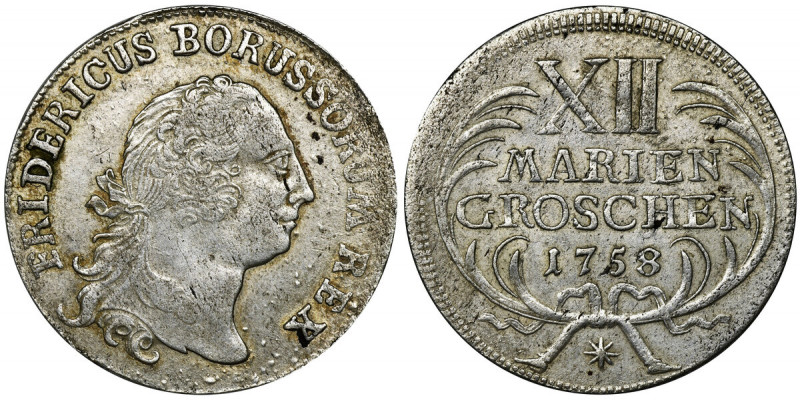 Germany, Kingdom of Prussia, Friedrich II, 12 Marien groschen Dresden 1758 Varie...