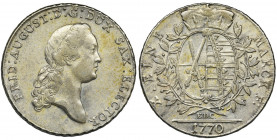 Germany, Saxony, Friedrich August III, Thaler Dresden 1770 EDC Nice preserved specimen.
 Ładnie zachowany egzemplarz.
Reference: Davenport 2690
Gra...