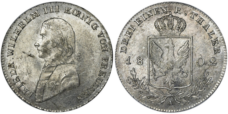Germany, Kingdom of Prussia, Friedrich Wilhelm III, 1/3 Thaler Berlin 1802 A Odm...