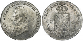 Germany, Kingdom of Prussia, Friedrich Wilhelm III, 1/3 Thaler Berlin 1802 A Odmiana z literą L na rękawie. Piękna moneta z menniczym, zegarowym połys...