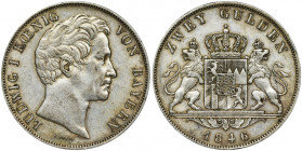 Germany, Bavaria, Ludwig I, 2 Gulden Munich 1846 Very well preserved specimen with patina.

 Bardzo ładnie zachowany egzemplarz w naturalnej patynie...