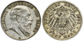 Germany, Baden, Friedrich I, 5 Mark Karlsruhe 1903 G Reference: AKS 152, Jaeger 33
Grade: VF/VF+ 

Germany DeutschlandCOINS WORLD EUROPE MEDALS Ger...