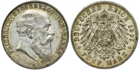 Germany, Baden, Friedrich I, 5 Mark Karlsruhe 1907 G Rare date.
 Rzadszy rocznik.
Reference: AKS 152, Jaeger 33
Grade: XF- 

Germany DeutschlandC...