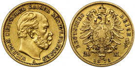 Germany, Kingdom of Prussia, Wilhelm I, 20 mark Berlin 1873 A Rzadsza moneta. Waga 7.9 g Reference: Jaeger 243
Grade: VF+ 

Germany Prussia GoldCOI...