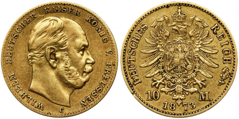 Germany, Kingdom of Prussia, Wilhelm I, 10 Mark Frankfurt 1873 C Gold '900'.
 Z...