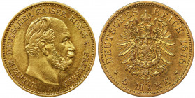 Germany, Kingdom of Prussia, Wilhelm I, 5 Mark Berlin 1878 A Złoto próby '900'. Dobry detal. Tło przetarte.&nbsp; Rzadszy nominał w porównaniu do złot...