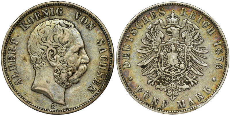 Germany, Saxony, Albert, 5 Mark Dresden 1876 E Reference: AKS 167, Jaeger 122
G...