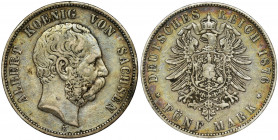 Germany, Saxony, Albert, 5 Mark Dresden 1876 E Reference: AKS 167, Jaeger 122
Grade: VF 

Germany DeutschlandCOINS WORLD EUROPE MEDALS Germany Deut...