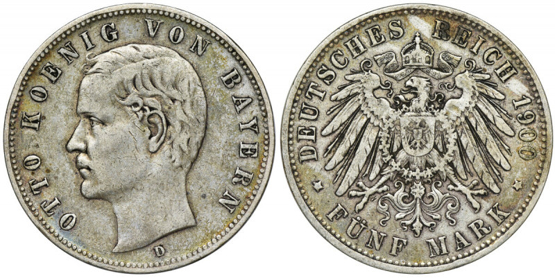 Germany, Bavaria, Otto, 5 Mark Munich 1900 D Reference: AKS 201, Jaeger 46
Grad...