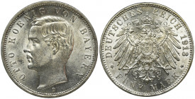 Germany, Bavaria, Otto, 5 Mark Munich 1913 D Beautiful coin in mint condition, with mint luster.
 &nbsp;Piękna egzemplarz w menniczym stanie zachowan...