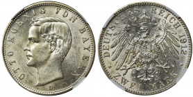 Germany, Bavaria, Otto, 2 Mark Munich 1912 D - NGC AU58 Beautiful piece.
 Atrakcyjny egzemplarz. Głęboki zegarowy połysk.&nbsp;
Reference: AKS 204, ...