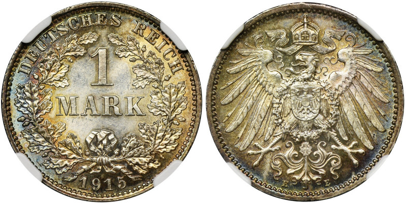 Germany, Kingdom of Prussia, Wilhelm II, 1 mark Muldenhütten 1915 E - NGC MS64 M...