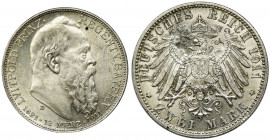 Germany, Bavaria, Regent Luitpold, 3 mark Munich 1911 D Coin was minted for the 90th anniversary of Luitpold's birth.
 Moneta&nbsp;wybita na 90-tą ro...