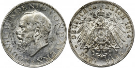 Germany, Bavaria, Ludwig III, 3 Mark Munich 1914 D Dużo menniczej świeżości. Nalot. Reference: AKS 210, Jaeger 52
Grade: XF/XF- 

Germany Deutschla...