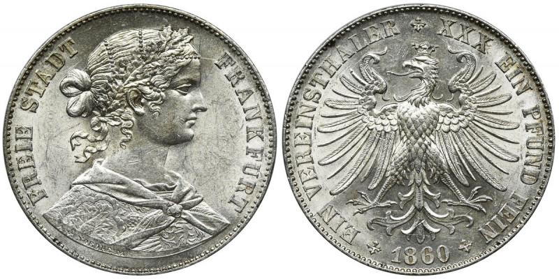Germany, City of Frankfurt, Thaler Frankfurt 1860 Beautiful Frankfurt thaler.
...