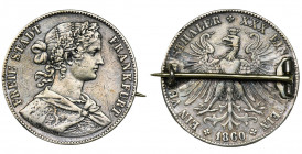 Germany, City of Frankfurt, Thaler Frankfurt 1860 Frankfurter thaler.

Coin in the form of clasp.

 Talar miasta Frankfurt. Moneta w formie zapink...