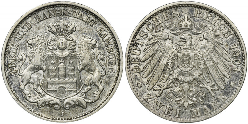 Germany, Hamburg, 2 Mark 1904 J City issue of Hamburg. Emisja miejska, miasta Ha...
