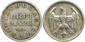 Germany, Weimar Republic, 3 Mark Berlin 1924 A Reference: AKS 30, Jaeger 312
Grade: VF+ 

GermanyCOINS WORLD EUROPE MEDALS Germany Deutschland Герм...