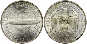Germany, Weimar Republic, 3 Mark Berlin 1930 A Coin was minted on the occasion of the first Graf Zeppelin flight in 1929. Beautiful, mint freshness sp...