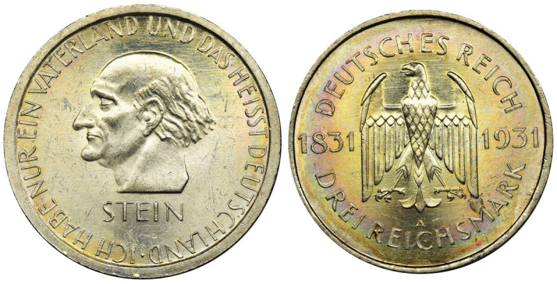 Germany, Weimar Republic, 3 Mark Berlin 1931 A Issue commemorating the 100th dea...