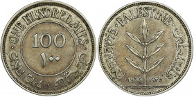 Palestine, British Mandatory, 100 Mils London 1935 Srebro próby '720'.
Reference: KM 7
Grade: XF- 

PalestineCOINS WORLD EUROPE MEDALS