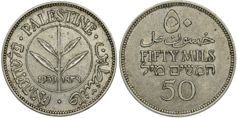 Palestine, British Mandatory, 50 Mils London 1939 Srebro próby '720'.
Reference...