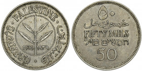 Palestine, British Mandatory, 50 Mils London 1939 Srebro próby '720'.
Reference: KM 6
Grade: XF 

PalestineCOINS WORLD EUROPE MEDALS