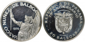 Panama, 20 Balboa 1978 The coin was minted on the occasion of the 75th anniversary of independence.


 Moneta wybita z okazji 75-lecia niepodległoś...
