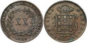 Portugal, Maria II, 20 Reis 1850 Reference: KM 482
Grade: VF+ 

PortugalCOINS WORLD EUROPE MEDALS Portugal