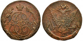 Russia, Catherine II, 5 Kopecks Jekaterinburg 1773 EM Dobrze, centrycznie wybita.&nbsp; Ostre detale. Reference: Bitkin 622
Grade: XF 

Russia Cath...