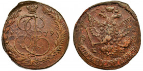 Russia, Catherine II, 5 Kopecks Jekaterinburg 1770 EM Ładnie zachowane. Reference: Bitkin 619
Grade: XF- 

Russia CatherineCOINS WORLD EUROPE MEDAL...