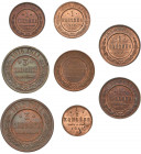 Russia, lot of kopecks (8 pcs.) Ładne kopiejki w naturalnych czerwieniach.&nbsp; Wszystkie z przyjemnym blaskiem tła.&nbsp; Kilka w w stanie menniczej...