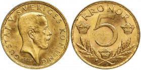 Sweden, Gustaf V, 5 Kronor Stockholm 1920 Waga 2.2 g Reference: Friedberg 97
Grade: UNC 

GoldCOINS WORLD EUROPE MEDALS Sweden Sverige Schweden