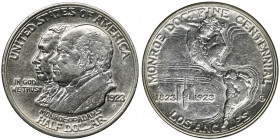 USA, 1/2 Dollar San Francisco 1923 Issue on the occasion of the 100th anniversary of the Monroe Doctrine. Silver '900'.
 Emisja z okazji 100-ej roczn...