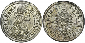 Hungary, Leopold I, 15 Kreuzer Kremintz 1676 KB - PCGS MS63 Wyśmienity egzemplarz.&nbsp; Ostry relief i piękne, obustronne lustro mennicze.&nbsp; Drug...