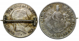 Hungary, Ferdinand I, 20 Kreuzer 1839 - clasp Coin in the form of clasp.
 Moneta w formie zapinki.
Reference: Huszár 2081 

COINS WORLD EUROPE MED...